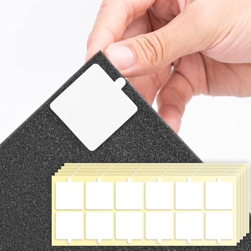 Sonicism Pyramid Sound Proof Foam Panels Double Sided Tape Squares 60 Pack by Sonicism