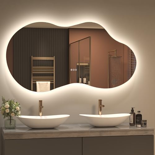 SMIROR 60x32 Irregular Backlit Led Lighted Bathroom Vanity Mirror by SMIROR