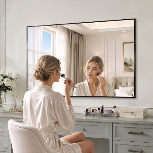 32"x48" Black Bathroom Mirror Wall Mounted by MYSUNORIA