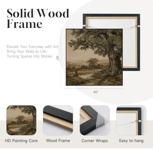 Extra Large Framed Vintage Tree Landscape Wall Art - Image 5
