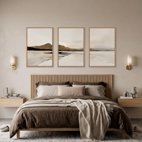 Netural Abstract Mountain Framed Canvas Wall Art Set -24"X36"X3 - Image 4
