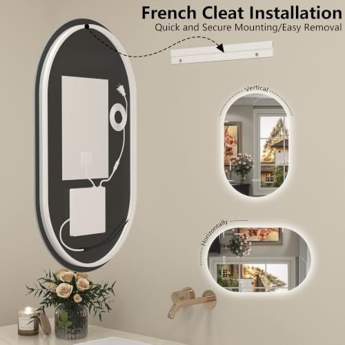 24x36 Inch Oval Backlit LED Bathroom Vanity Mirror - Image 6