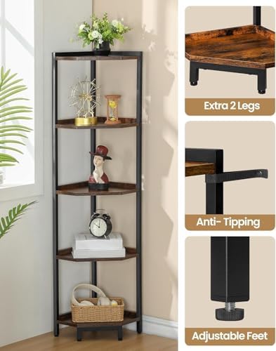 Hzuaneri Corner Shelf Stand 5-Tier Corner Bookshelf Storage Standing Shelf - Image 5