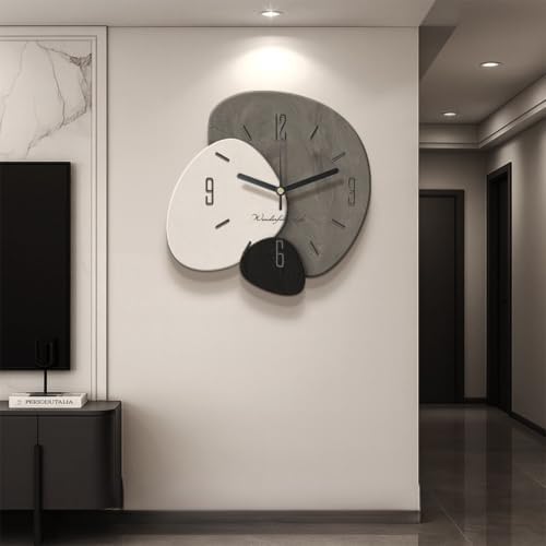 Modern 3D Wall Art Clock, Irregular Sandstone Texture Wall Decor by Unknown
