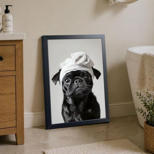 Funny Pug Bathroom Wall Art, Cute Dog Bath Canvas Print Poster, Farmhouse - Image 2