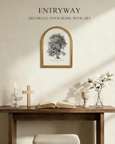 VIYYIEA Vintage Christian Wall Art, Sketch Oak Tree Framed Pictures - Image 3