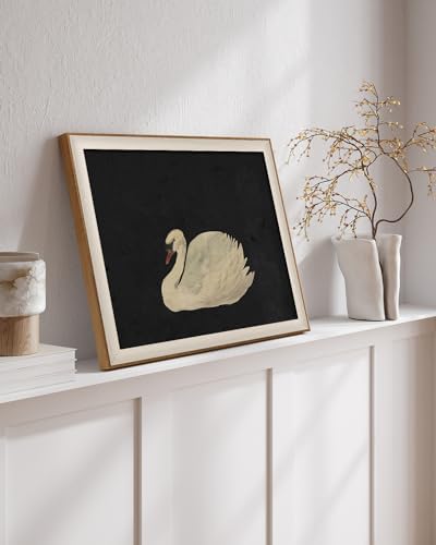 VIYYIEA Framed Swan Wall Art, Vintage Animal Canvas Painting, 16×12 Inch - Image 4