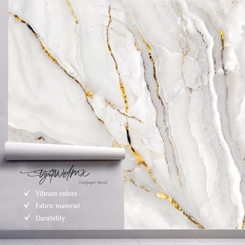 YQWDMX -Gold Marble Fabric Wallpaper Abstract Texture Mural Living Room 100" x - Image 3
