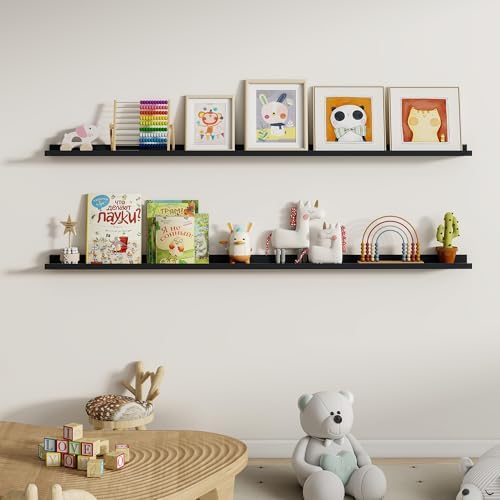 Dreamland Picture Ledge Shelf for Wall, Floating Shelves Set of 2, 72 inch Long - Image 5