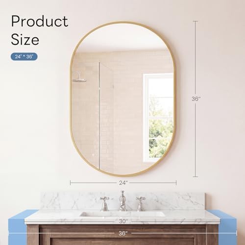 Sweetcrispy Oval Bathroom Wall Mirror, Vanity Mirror, 24x36 Inch - Image 6