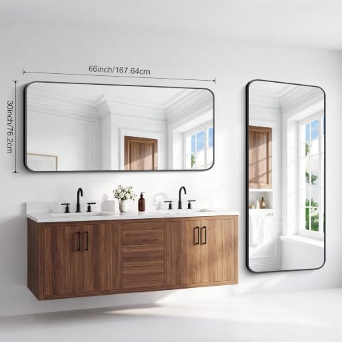 BONEWEI 66x30 inch Large Bathroom Mirror, Wall Mounted Bathroom Frame Vanity - Image 7