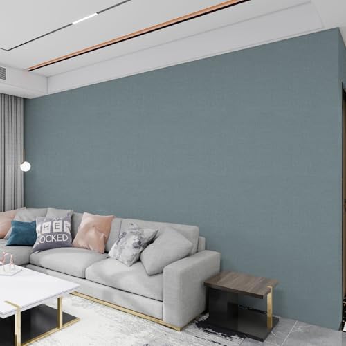 Grasscloth Peel and Stick Wallpaper Light Blue Textured Contact Paper, - Image 2