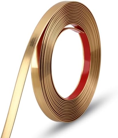 Gaahing 196.8" x 0.5" Brushed Gold Molding & Wall Trim, Flexible Peel and Stick by Getallthemoldingtrimsyoulike