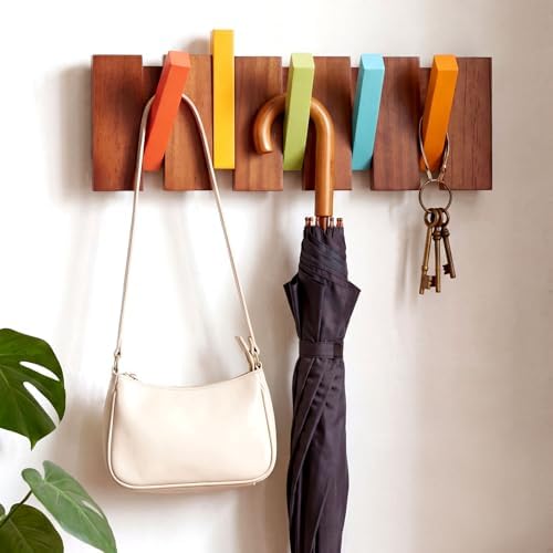 Youyole 5 Hooks Wood Coat Rack Wall Mount Piano Hideaway Coat Hooks by Ajaredlulu