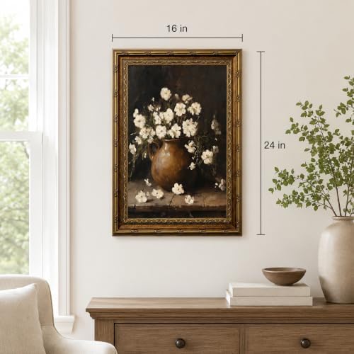 Vintage White Flower Canvas Wall Art - Image 3