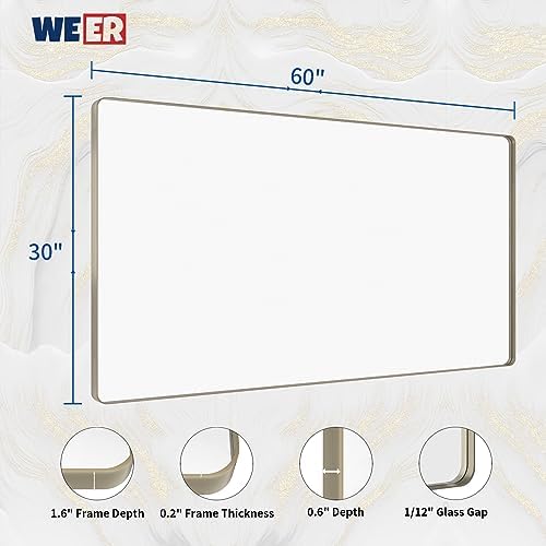 WEER Brushed Nickel Bathroom Vanity Mirror 60X30 Inch - Image 6