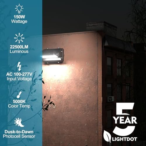 Lightdot 150W Wall Pack LED Exterior Light, Dusk to Dawn 6Pack - Image 2