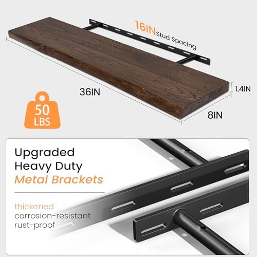 Live Edge Floating Shelves for Wall, Farmhouse Floating Shelf for Living Room - Image 3