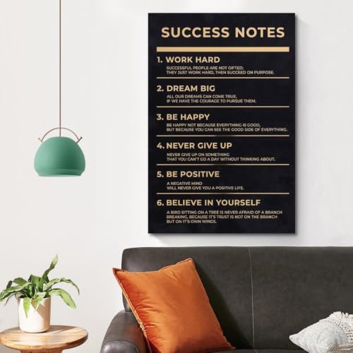 WBYMZWP Success Notes Motivational Poster Canvas Wall Art Aesthetic Decorative - Image 4