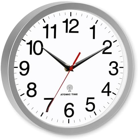 Rohioue Wall Clock Analog 10 Inch Atomic Battery Operated Silent Clock - Image 2