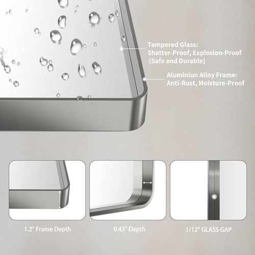 LOAAO 84X32 Inch Brushed Nickel Bathroom Mirror - Image 5