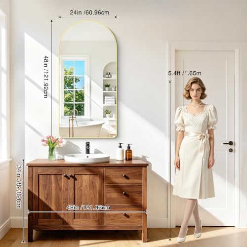 FORBATH Large Arched Wall Mirror 48x24 Inch, Arched Mirror - Image 2