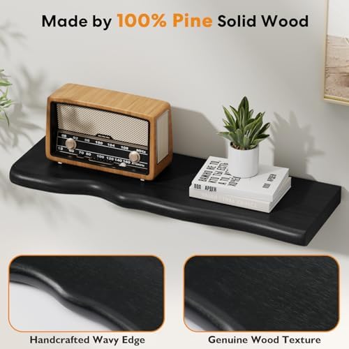 Organic Wavy Edge Floating Shelves, Hidden Brackets, 2 Pack 24 in - Image 5