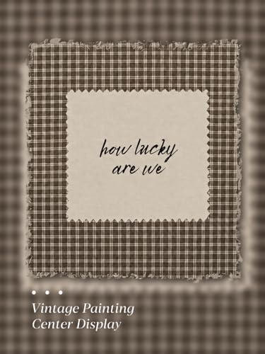 Gold Framed Wall Art, How Lucky Are We Canvas Prints, Rustic Brown Gingham - Image 7