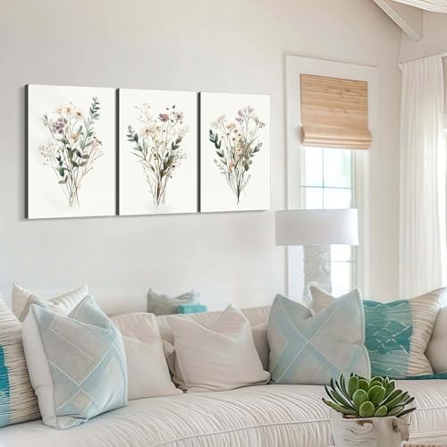 3pcs Framed Plants Flowers Wall Art Decor Canvas Print Nature Style Farmhouse - Image 5