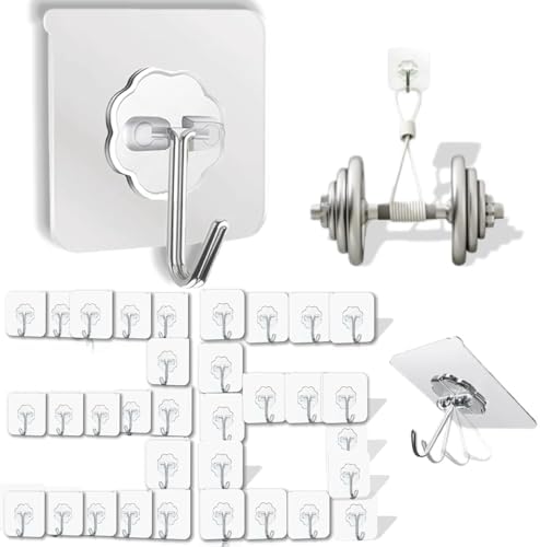 DDMY Clear Adhesive Hooks Heavy Duty Walls Hook 36 Pack by DDMY