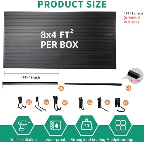 FRAYSCENT Slat Wall Paneling Garage Slat Wall Storage Systems Slatwall Panels - Image 2
