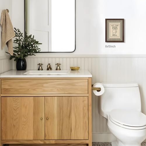 Cyebmo Funny Bathroom Wall Art, Let The Good Times Roll Toilet Paper Wall Decor - Image 3