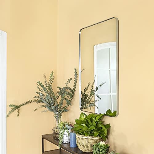 GRACTO 20x30 inch Brushed Nickel Stainless Steel Metal Framed Bathroom Mirror - Image 6