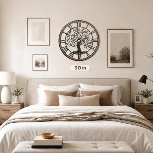 Micasso Large Wall Clock Decorative: 30 Inch Tree of Life Battery Operated - Image 3