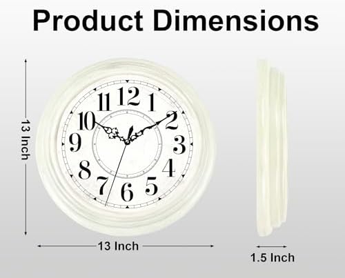 13 Inch Vintage Wall Clock, Silent Analog Clock Battery Operated - Image 4
