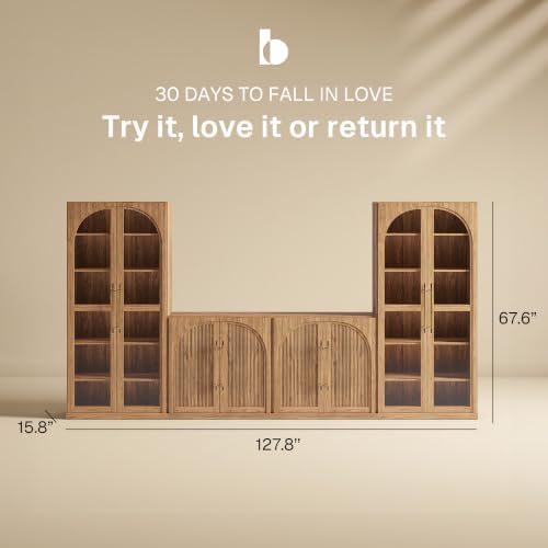 BELLEZE Jagger 128" Wall Unit 3-Piece Modular TV Stand - Image 2