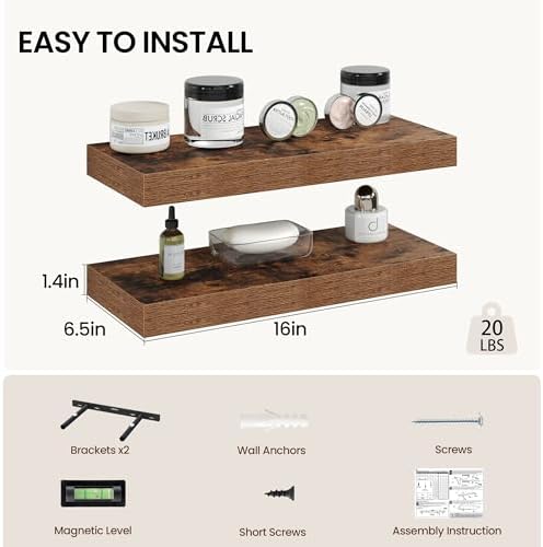 Vivelove 16 Inch Floating Shelves Wall Mounted - Image 3