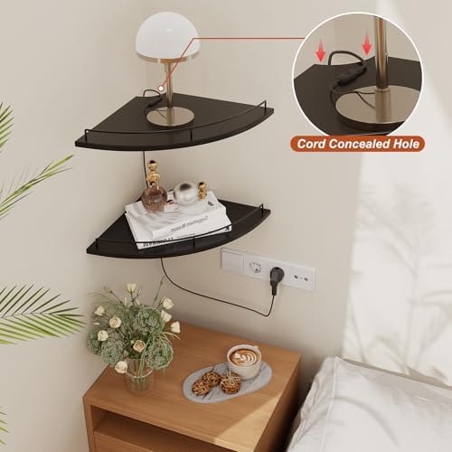 JJL Corner Shelf Wall Mounted, 12 Inches 2-Tier Floating Corner Shelf, - Image 3