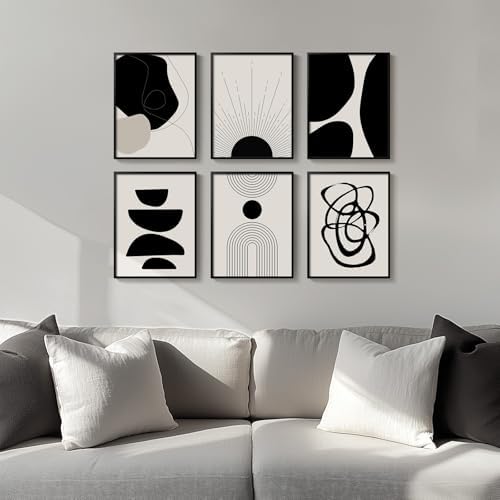 Framed Black and White Modern Abstract Wall Art - Image 2