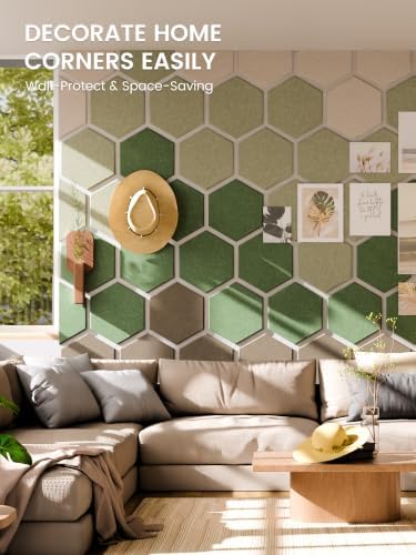 Fluxynara 12-Pack Hexagon Felt Bulletin Board Tiles, Moss Haven - Image 4