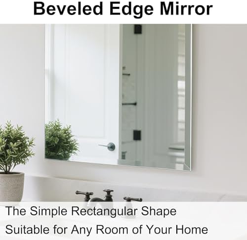 Frameless Wall Mirror 40” x 36“ Bathroom Mirror - Image 4