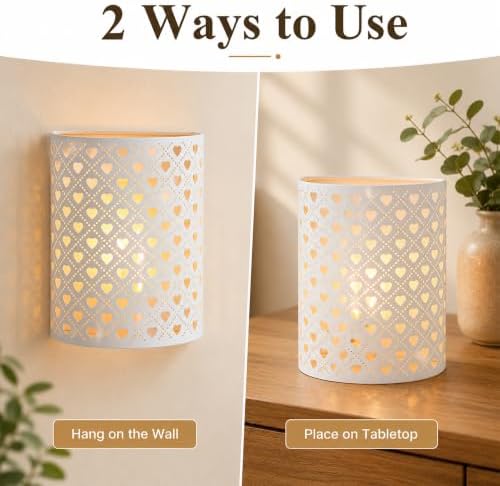 JHY DESIGN Set of 2 Battery Operated Wall Sconces 8''H Metal Lamps 6H Timer - Image 2