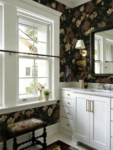 Dimoon Dark Floral Wallpaper Peel and Stick Vintage Contact Paper Textured - Image 3