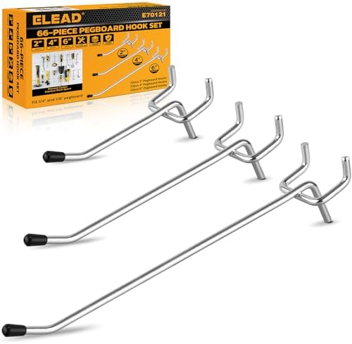 ELEAD 66-Piece 2/4/6 Inch Pegboard Hooks, Heavy Duty Peg Board Organizer by ELEAD