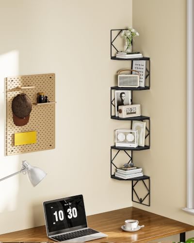 CHOEZON 5-Tier Corner Shelf, Floating Shelf, Wall-Mounted Storage Shelf - Image 2