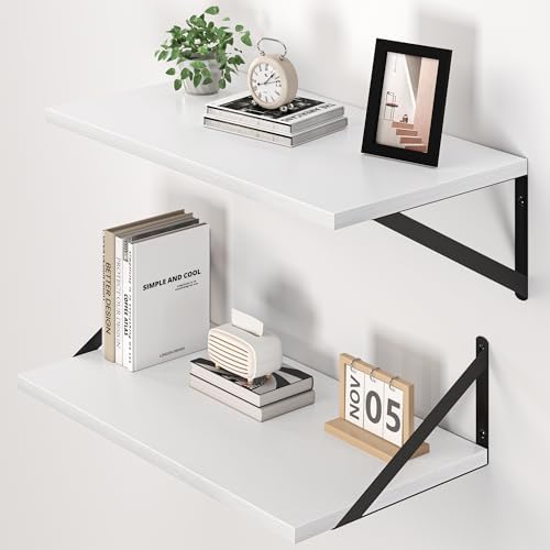 Heimlove 20W x 12D Deep Floating Shelves Set of 2 White by Heimlove