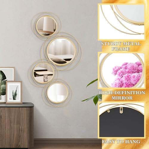 3 Set Sunburst Round Mirrors for Wall Decor Bedroom Bathroom - Image 5