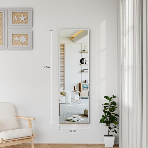 57"x18" Frameless Full Length Wall Mirrors, Rectangular Mirror Full Length Wall - Image 3
