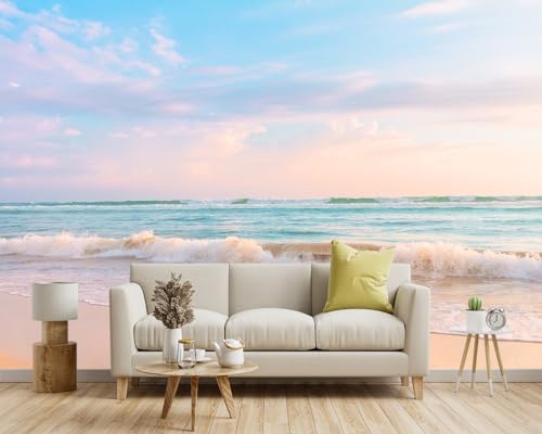 -Clear Waves Summer Beach Coastal Scenery Fabric Wallpaper Coastal Islands - Image 2