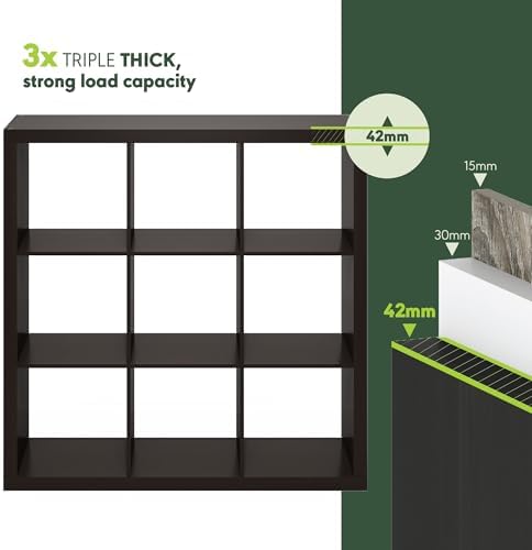 Furinno Cubicle Book Shelf, 9-Cube Bookshelf, Triple Thick Frame Cube Storage - Image 7